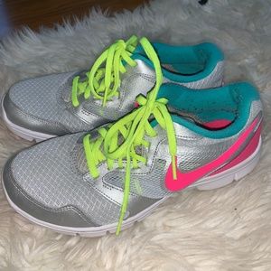 Retro neon Nike athletic running shoes